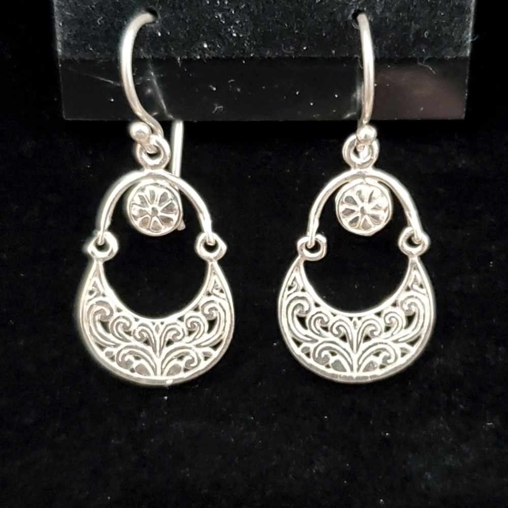 Ornate 925 Sterling Silver Victorian Earrings